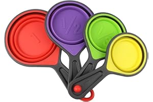 Accessotech - Set di 4 misurini pieghevoli in silicone, per cucina e per liquidi