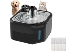 DOMIGARD Cat Water Fountain for Drinking, 2.8L Cat Fountain Stainless Steel with LED Water Level Window & Motion Sensor, Water Fountain Catit Bowl Dog Pet Water Fountain with 4 Pcs Filter for Dog