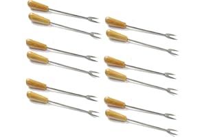 QUEPUEDOREGALAR Pack de 12 pinchos de dos púas para comer caracoles o aperitivos de madera de olivo