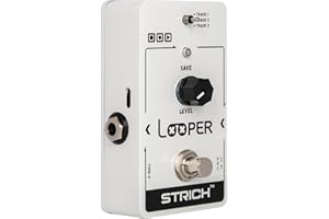 STRICH Looper Gitarrenpedal mit 3 Slots zum Speichern von Loop-Tracks, True Bypass, USB für Audio-Export 90 Minuten für E-Gitarre, Weiß