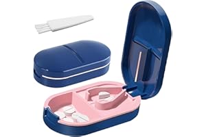 YIJIUBA Rozdzielacz do wszystkich tabletek, do małych i dużych tabletek, 2 w 1, nóż do tabletek, przegródka do przechowywania i ostrza, rozłupywarka tabletek, separator tabletek, rozgałęźnik tabletek,