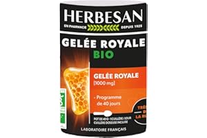 HERBESAN®- GELÉE ROYALE BIO 1 000MG - Fortifiant - Cuillère doseuse incluse -Conditionné en France - Pot de 40g