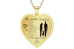 YOTHIWAD Halskette für Tochter herz anhänger Tochter Kette mit inspirierendem Text an meine tochter Halskette Schmuck Geschenke für Tochter von Mama Papa