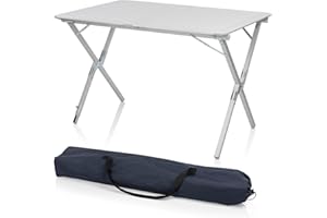 Table de camping pliable aluminium Texas 110 x 70 cm - TA-0802 Campart - Sac de rangement - Plateau enroulable Gris