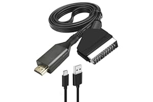 Pkouocry Cable Adaptador SCART a HDMI, convertidor Todo en uno - Convertidor de Audio de vídeo SCART a 1080p/720p HDMI para HDTV STB VHS Xb0x PS3 Sky DVD BLU-Ray, etc
