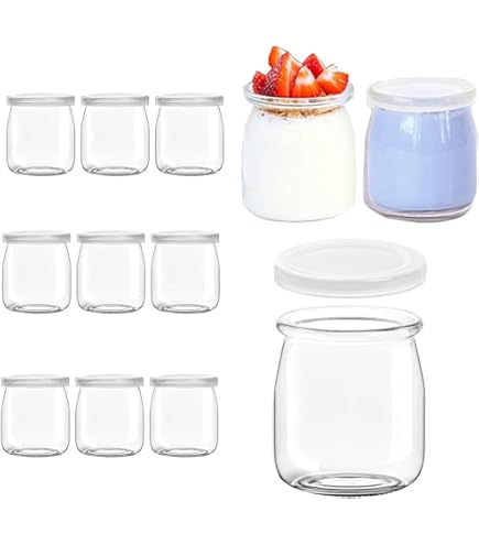 Lawei 40 stuks yoghurtpotten met deksel, glazen potjes van 150 ml