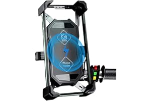 JEEBEL Soporte para teléfono de Motocicleta, 2 en 1 QI inalámbrico y QC 3.0 USB Soporte para teléfono de Motocicleta con 360 ° de rotación Ba Ajustable para 4-7 Pulgadas Smartphone Samsung/Huawei/Android
