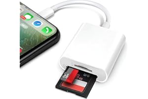 Oblinple 2 en 1 Lector de Tarjetas SD para iPhone iPad, Lightning Micro SD Card Reader, Adaptador de Tarjetas con Doble Ranura para TF SD, Cámara de Tarjetas de Memoria, Plug and Play