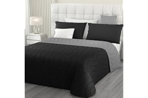 L'ANTICO ARCOLAIO - Trapuntino Matrimoniale Autunnale (Nero/Grigio) Trapunta Matrimoniale Double Face, Copriletto Matrimoniale Mezza Stagione, Ipoallergenico (Microfibra, 100g/m2)