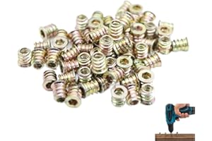 LILIKAI 30Pcs Meubles Hex Socket Ecrou,M5 Écrous Hexagonaux en Alliage de Zinc Assortiment,Insert Fileté Bois,Écrous D'Insert Assortiment,Écrou Insère la Vis à Six Pans Creux de Meubles