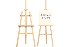 AMAZINGGIRL Chevalet peinture en bois massif de 175 cm - Chevalets pliables et réglables en hauteur avec support de tableau adaptés pour l'art et mariage pour enfants et adultes