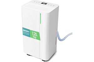 ‎EUHOMY EUHOMY Luftentfeuchter Elektrisch 12L, Entfeuchter Elektrisch für Schlafzimmer/Badezimmer/Keller, Leise & Stromsparende Raumentfeuchter mit 3 Modi, Automatisches Abtauen, Ablaufschlauch, Filter,Timer