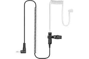 Hoornie® Tubo acustico per auricolari, con jack da 3,5 mm, trasparente, con clip di fissaggio e 10 tappi per le orecchie, per dispositivi radio