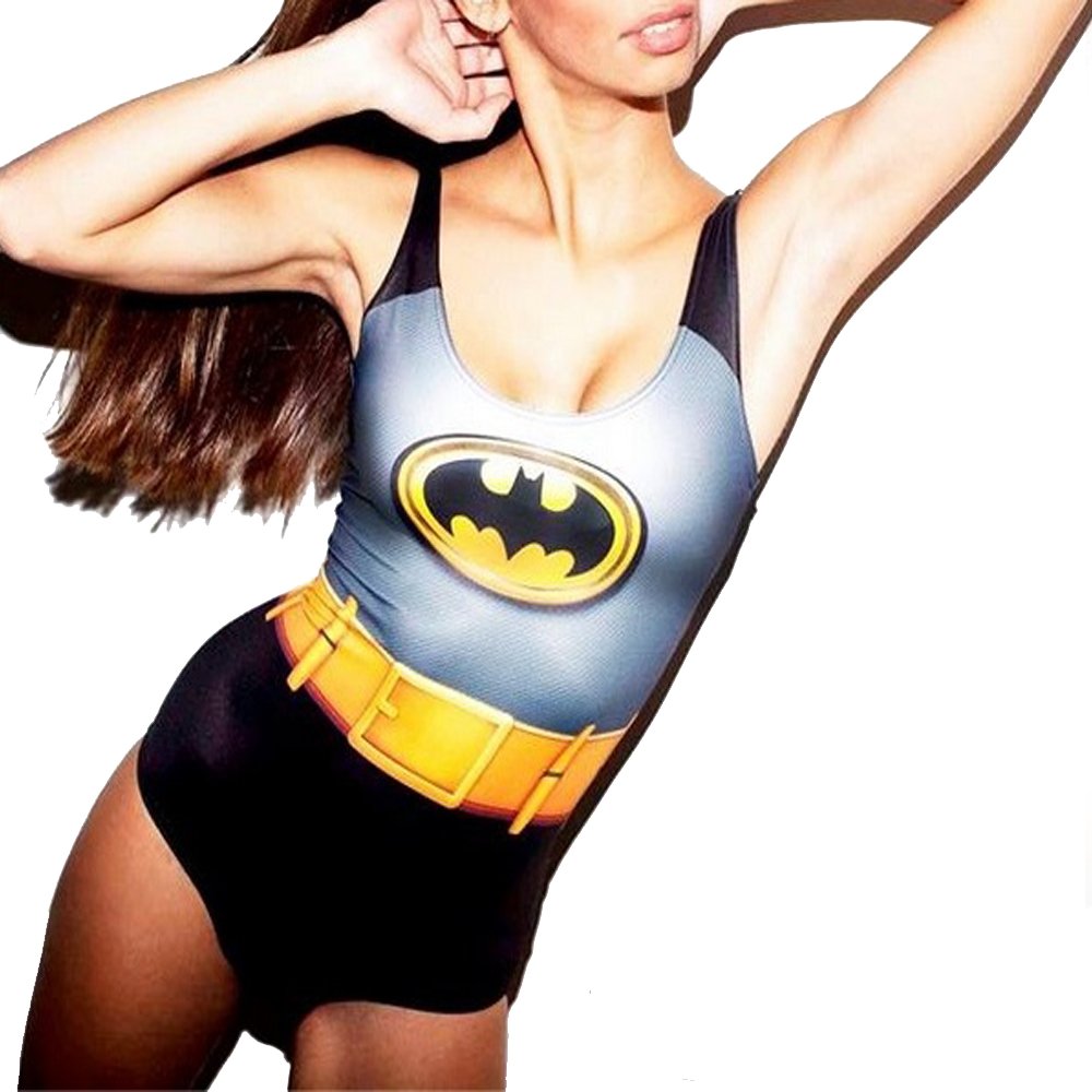 Petite-Damen-Batman-Gymnastikanzug-Cartoon-Charakter-Badeanzug-Kostm-6-8-10