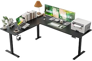 ‎AGILESTIC Agilestic L-förmig Höhenverstellbarer Schreibtisch mit den Maßen 190 x 155 cm, Ergonomischer Computertisch mit Stehen und Sitzen, Konzipiert für Eckräume, Schwarz