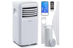 Orkan 9,000 BTU 5-In-1 Portable Air Conditioner | Smart Home WiFi Enabled | 24-Hour Timer | Class A Energy Efficiency Rating | Remote Control & Dual Window Venting Kit | For Home & Office