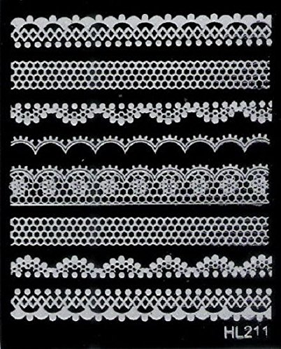 3D Nail Art French White Lace Flowers Stickers Adhesive Decals on Nail