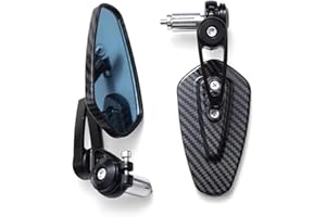 shengyi Bar End Mirrors Motorcycle Motorcycle Rearview Carbon Fiber Pattern Handlebar Modified Inverted Rear Motorbike Accessories Bar End Mirrors(Black)