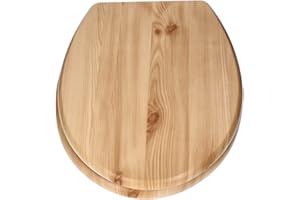 TALK-POINT Siège de Toilette avec motif, Abattant pour cuvette WC, fonction de fermeture en douceur, soft close, lunette avec frein de chute, avec noyau en bois ovale, jusqu'à 120 kg, Charnières réglable (Bois)