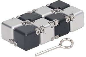 SALALIS Kostka Nieskończoności Zabawka Typu Fidget Trwały Przeciwe Stresowi Zabawka Typu Fidget Przeciwe Stresowi i Niepokojom Zmysłowy Palec Flip Klocki dla Dorosłych i Dzieci(Czarne srebro)