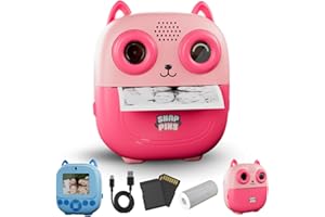 MUNDI COLLECTIONS SnapPix Cámara Fotos Infantil Instantánea con Papel de Impresión y Tarjeta SD, 20MP, Cámara de Fotos para Niños, Regalo para Niños de 3 a 14 años (Azul y Rosa) (Rosa)
