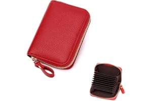 ZMREN Porte Cartes de Crédit, Porte Cartes Cuir Blocage RFID, avec Titulaire de la Carte de crédit Cash ID - Rouge