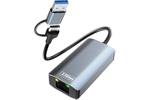 VONXITE Adapter USB Ethernet 2500 Mbps,2 w 1 USB C Ethernet Adapter 2,5 Gbps USb C Ethernet, adapter USb eTher net, U Sb c ether net do MacBooka, iPada, iPhone,Surface, Windows, Mac, iOS, Linux