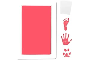 REIGNDROP Inkless Large Clean Touch Ink Pad Kit for Baby Footprint, Handprint & Pet Paw Print - No Ink Mess, Clear Print, Smudge Resistant, Long Lasting, Baby Safe, Includes 2 Cardstock(Clean-Touch - Pink)