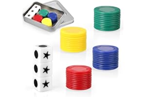 Vicloon Left Right Center Dice Game Set, 3 Pcs Dice and 40 Pcs Colorful Chips LRC Dice Game Set with Storage Box, Fun Dice Games Set for Party Family Friends Gatherings Picnic Game