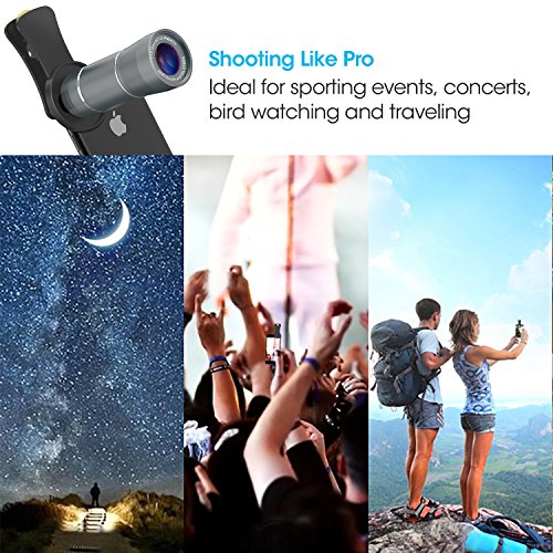 12X HD Teleobiettivo Smartphone, Maxcio Teleobiettivo Mobile per Migliorare la Chiarezza e Il Doppio Obiettivo, Obiettivo Clip per iPhone 8/8 Plus, 7/7 Plus, 6 / 6s Plus, iPad, Samsung S8 / S7, Xiaomi, Huawei ecc