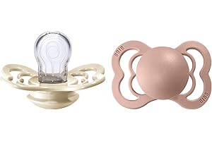 BIBS Supreme Schnuller 2er-Pack, BPA-frei, Symmetrischer Nippel. Silikon, Hergestellt in Dänemark. 0-6 Monate (2er Pack), Ivory/Blush