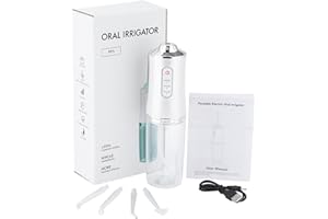 BODYA Hydropulseur électrique étanche sans fil 220 ml avec 4 embouts de jet, 3 modes de pression (blanc)