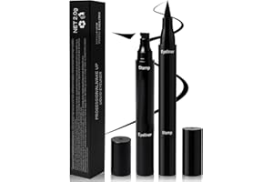 KELAV Eye Liner Noir Waterproof, Crayon Yeux Eyeliner Feutre Waterproof Tampon Eyeliner, Professional Makeup Couleur Intense Embout Ultra Tenue Longue Durée, Transpiration(Noir)