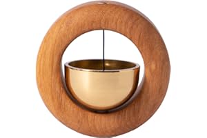 TREELF Ladenbesitzer Glocke für Türöffnung Magnetische Holztürklingel Windspiel für Kühlschrank, Zimmer, Veranda, Garten, Hinterhof, Restaurant, Hausgarten Windspiel(Goldenes Seidenholz-rund)