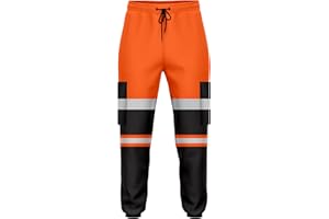 trending babz Mens High Visibility Hi Vis 2Tone Jogging Trousers Bottoms Reflective Tape Cuffed Workwear Joggers