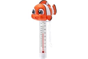 INCETUE Pool Thermometer Floating Easy Read, Water Temperature Gauge with String for Ice Bath, Cold Plunge, Spa, Pond, Hot Tub, Outdoor & Indoor Swimming Pools - Clown Fish