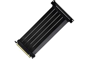 Cooler Master MasterAccessory Riser Cable PCIe 4.0 x16 200 mm V2 - Ekranowanie EMI, Bardzo Elastyczny Kabel TPE, Wzmocnione Gniazda PCI, Złote Złącza Pinowe, Ochronna Obudowa z ABS - Czarny
