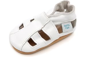 Dotty Fish Sandales pieds nus en cuir pour bébés et tout-petits. Chaussures d'été pour garçons et filles. 7 modèles : antidérapantes, légères et respirantes, recommandées par les podologues - 17-28 EU