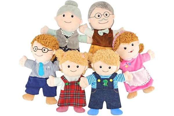 Ensemble de 6 Marionnettes à Main en Peluche Douce, Marionnettes à Doigt de 11,8 Pouces Mettant en Vedette des Membres de la Famille pour Les Enfants, Contes éducatifs et Jeux de