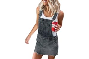 Onsoyours Damen Skinny Denim-Latzhose Kleid Kurz Jumpsuit Damen Sommer Overalls Ärmellos Kurz Latzhose Casual Playsuits