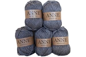 BORGO DE' PAZZI FIRENZE 5 gomitoli da 50 grammi filato 50% lana vergine 50% acrilico prodotto in Italia (grigio 303)