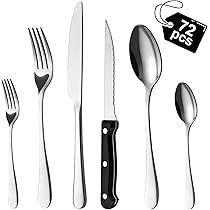 Set di posate da 16 pezzi, in acciaio inox, con bordo quadrato, servizio per 4 persone, eleganti stoviglie incluse coltelli, forchette, cucchiai, finitura a specchio e lavabile in lavastoviglie (nero