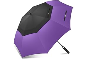 NINEMAX Parasol Golfowy z Podwójnym Baldachimem 62 Cali,Bardzo Duży Parasol Golfowy,Wiatroodporny, Mocny,Automatycznie Otwierany,Wentylowany dla Mężczyzn i Kobiet(Czarny i Fioletowy)