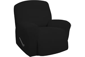 Easy-Going Recliner Stretch Sofa Slipcover Sofa Cover 1 Piece Furniture Protector Couch Soft with Elastic Bottom Kids,Polyester Spandex Jacquard Fabric Small Checks(Oversize Recliner,Black)