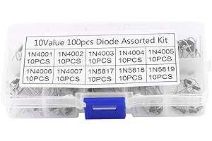 WALFRONT Coffret de 100pcs 10 Valeurs Diodes de Redresseur Assortiment 1N4001~1N4007,1N5817~1N5819,10 Values Kit Diode Redresseur Électronique Transistors Universels