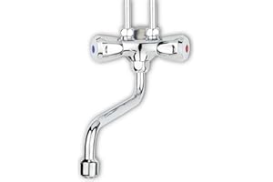 Thermoflow QMIX10 Robinet mélangeur à Deux poignées pour Le Rangement sur la Table, Chromée, (H x B x T): 240 x 100 x 40 mm