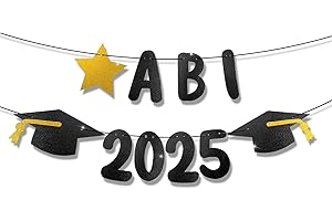 WWISTOA Abitur 2025 Deko,ABI 2025 Schwarzes Gold Girlande,Graduation deko,Abi Banner, Abitur 2025 Geschenke (2025)