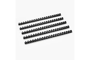 RAYSON Canutillos encuadernar de Plástico, 21 Anillas, Capacidad de Encuadernación de 140 Hojas, 16 mm, Negra, A4, Paquete de 100