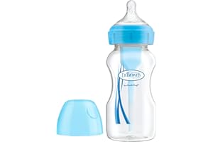 DR. BROWN'S DR BROWN´S OPTIONS+ Anti-Kolik-Flasche, breite Öffnung, blau, 270 ml, klinisch getestet, um Koliken, Reflux, Aufstoßen und Gase zu reduzieren, Sauger ähnlicher Brust, natürliche Ernährung