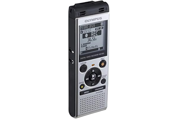 Olympus WS-852 Enregistreur vocal numérique de haute qualité avec microphones stéréo, 7 scènes d'enregistrement, recherche par calendrier, USB direct, filtre vocal, support intégré et mémoire de 4 Go